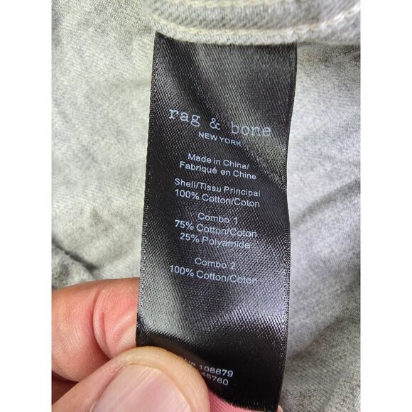 Rag Bone Size XL Men Gray Flannel Button Down Embroidered Logo Long Sleeve Shirt - Picture 7 of 12